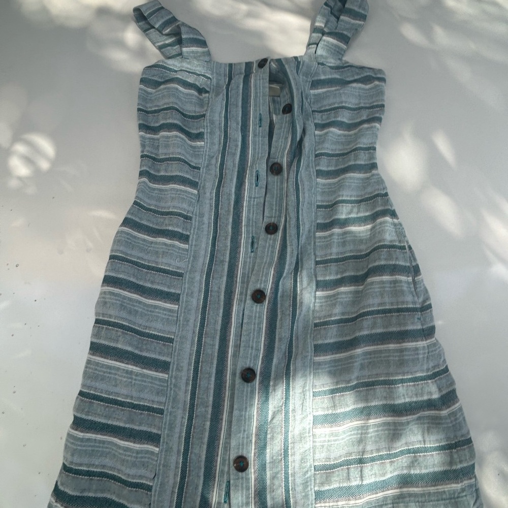 Roxy Teal and Cream Striped Midi Dress